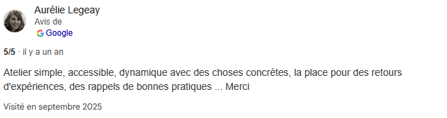 Avis participante à un atelier Aurélie Lejay