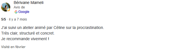 Avis participante à un atelier Bérivane Maneli