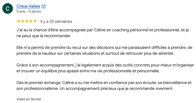 Avis cliente Chloé Vallée